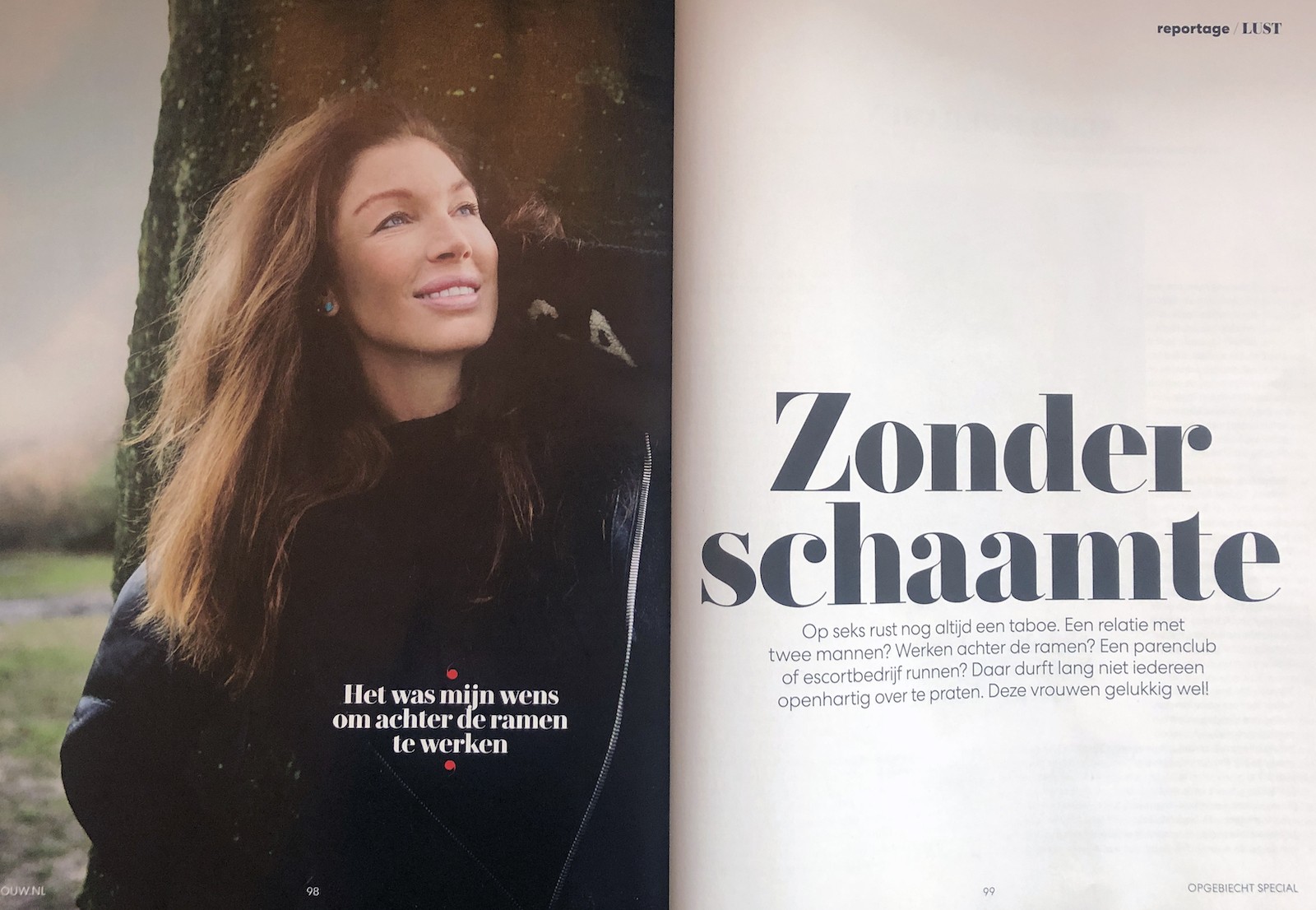 Vrouw Glossy editie over het runnen van een high end escortbedrijf afbeelding